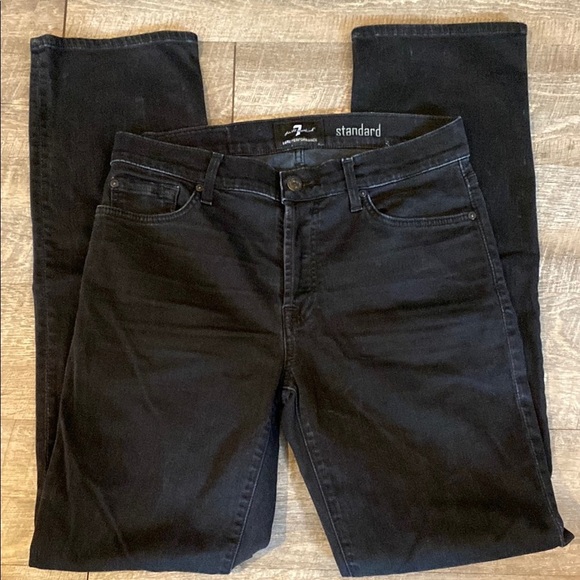 7 For All Mankind Black Straight Leg Denim - Picture 2 of 6